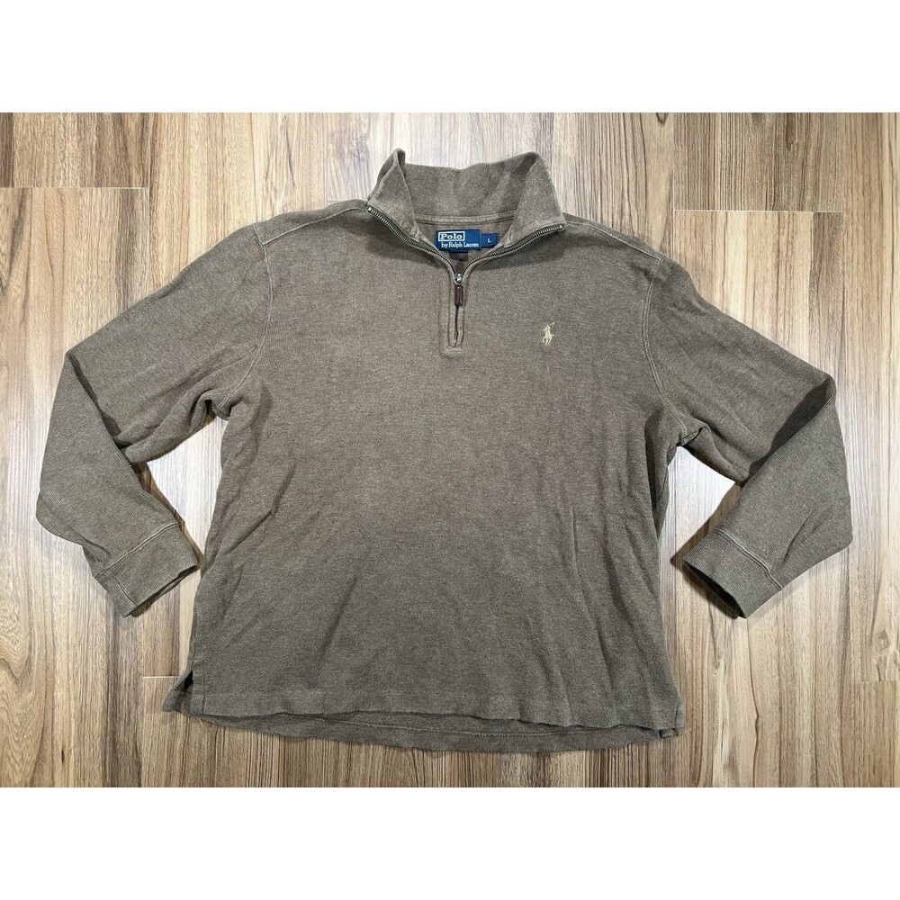 Vintage Polo Ralph Lauren 1/4 Zip Pullover Sweater Men Large Brown
